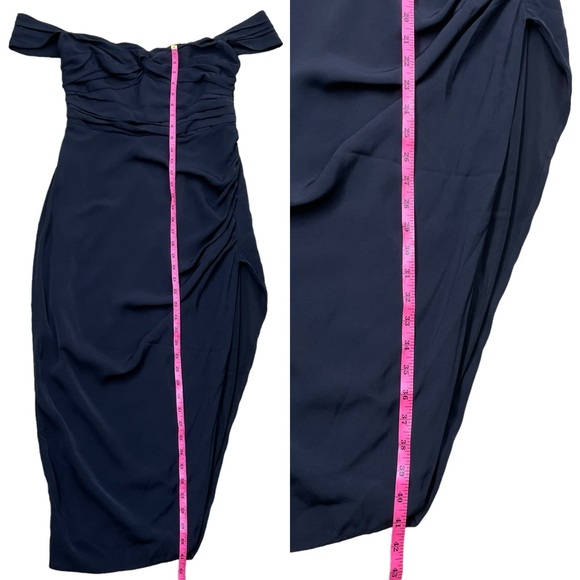 Abercrombie & Fitch Off The Shoulder Ruched Midi Dress Black Size Medium - Picture 16 of 16